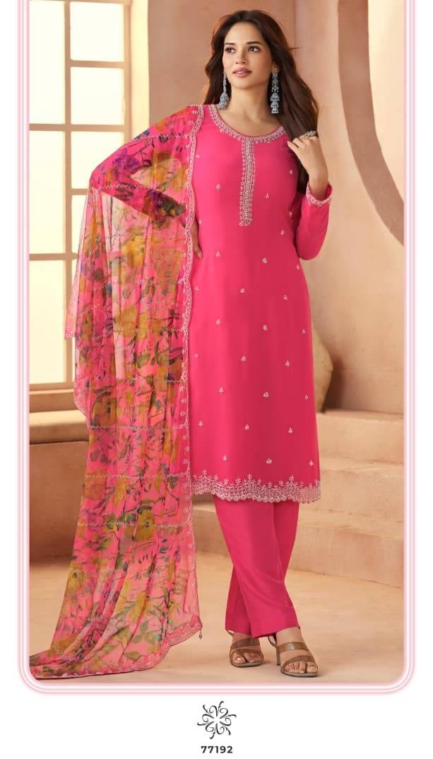 KULEESH - ANMOL by vinay fashion 77191 To 77194 Designer Festive Suits Collection Beautiful Stylish Fancy Colorful Party Wear & Occasional Wear EMBROIDERED ORGANZA CHIFFON SILK Dresses At Wholesale Price